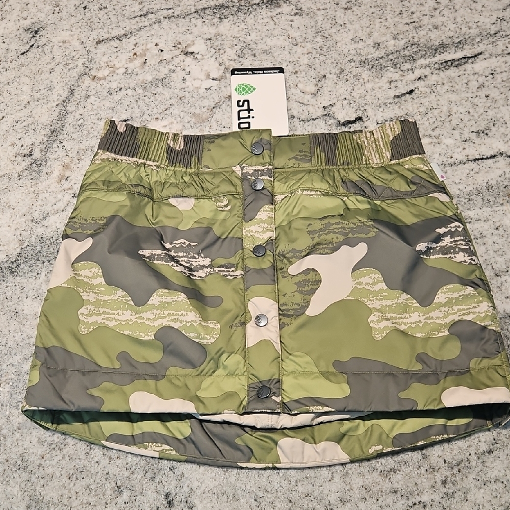 Camouflage Button-Up Skirt Quilted Down